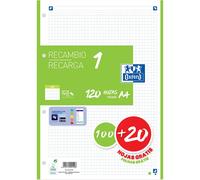 Oxford Hamelin Bloc De Recharge A4 100+20 Feuilles Quadrillé 5x5 4 Trous