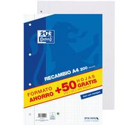 Oxford Hamelin Bloc De Recharge A4 200+50 Feuilles 4x4 4 Trous