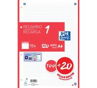 Oxford Hamelin Bloc-notes Rechargeable A4 100+20 Feuilles Quadrillées 5x5 4 Trous