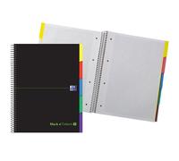 Oxford Hamelin Cahier A4+ Quadrillé 5x5 Couverture Extra Rigide 100 Feuilles Microperforées 5 Onglets Colorés