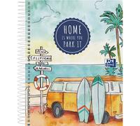 Oxford Hamelin Carnet A5+ Van Life 4 Élastiques Couleur Couverture Extra Rigide 120 Feuilles Quadrillées 5x5 Joli Carnet ´´maison´´ Avec 6 Anneaux