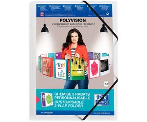 Oxford Hamelin Classeur A4 à Pochettes + Couverture En Plastique Personnalisable Avec Rabats