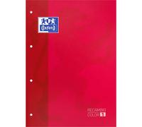 Oxford Hamelin Recharge Feuilles Quadrillées Collées A4+ 80 Feuilles Quadrillage 5x5 Couverture Souple Avec 4 Trous