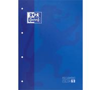 Oxford Hamelin Recharge Feuilles Quadrillées Collées A4+ 80 Feuilles Quadrillage 5x5 Couverture Souple Avec 4 Trous