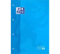 Oxford Hamelin Recharge Feuilles Quadrillées Collées A4+ 80 Feuilles Quadrillées 5x5 Couverture Souple Avec 4 Trous