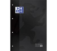 Oxford Recharge de couleur noire Oxford A4, 80 feuilles, quadrillage 5 x 5