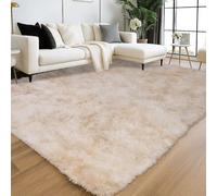 Oxford Homeware Grand tapis moderne à poils longs antidérapant pour salon et salle à manger - Teinture sur nœuds - Crème - 160 x 230 cm