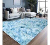 Oxford Homeware Grand tapis moderne à poils longs antidérapant pour salon et salle à manger - Teinture sur nœuds - Bleu sarcelle - 160 x 230 cm