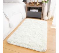 Oxford Homeware Tapis de salon petit 50x80 cm - Tapis moelleux et à poils longs crème pour chambre, salon - Tapis super doux, antidérapant, lavable, moderne pour sol, tapis de chevet pour chambre d