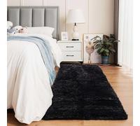 Oxford Homeware Tapis de Salon - Tapis de Zone Moelleux Noirs pour Chambre, Tapis de Couloir 60 x 220 cm Antidérapant - Tapis Moderne Super Doux Lavable Moquettes de Sol