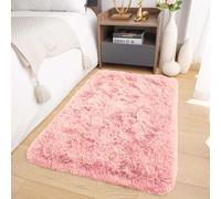 Oxford Homeware Tapis pour salon 60x110 cm - Tapis rose pour chambre à coucher de petite taille - Tapis pelucheux et moelleux super doux antidérapant lavable moderne pour sol et lit pour chambre d
