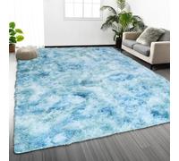 Oxford Homeware Tapis pour salon - Tapis de zone Tie-Dye Teal pour chambre, tapis de couloir 80x150 cm antidérapant - Tapis en peluche super doux et moelleux pour salon - Tapis de chevet non pelucheux
