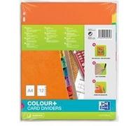 Oxford Intercalaires carton, uni, A4, multicolore, 12 touche Multicolore G