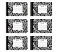Oxford Jr. 63773 Lot de 6 carnets de notes en papier ligné 80 feuilles Couverture en marbre noir 12,5 x 19,5 cm