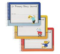 Oxford Jr. Primary Lot de 3 carnets à spirales, demi-taille, 11,4 x 19,5 cm, journal d'écriture et de dessin pour enfants, pré-K, grade K-2, 100 feuilles/200 pages, rouge, jaune, bleu