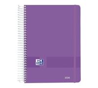 Oxford Live & Go Agenda 2026 1 jour par page, A5, couverture en plastique à spirale, espagnol, couleur lilas