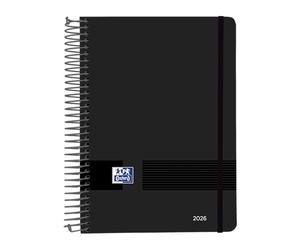 Oxford Live & Go Agenda 2026 1 jour par page, A5, couverture plastique à spirale, espagnol, couleur noire