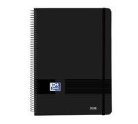 Oxford Live & Go Agenda semainier 2026, format A5, couverture plastique à spirale, espagnol, couleur noire