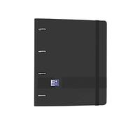 Oxford Live & Go - Classeur à 4 anneaux en polyfoam avec recharge et caoutchouc - Oxford Live & Go A4+ avec 100 feuilles de recharge, 5 bandes de couleur et quadrillage 5 x 5, noir