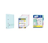 Oxford, Live & Go Lot de 4 classeurs en plastique Polyfoam avec 5 bandes quadrillées 5 x 5 et séparateurs en plastique Bleu pastel