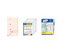 Oxford, Live & Go Lot de 4 classeurs en plastique Polyfoam avec recharge avec 5 bandes quadrillées 5 x 5 et séparateurs en plastique, rose pastel