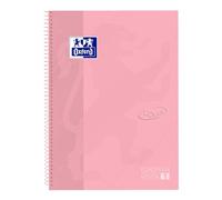 Oxford Livre européen A4, ligné, 160 pages avec marges colorées, couverture rigide tactile, avec tableau blanc, rose pastel