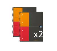 Oxford Lot 2 Cahiers International Notebook A4Plus Petits Carreaux 5 mm 160 Pages Reliure Intégrale Couverture Carte Gris