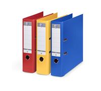 OXFORD Lot 3 Classeurs à Levier Smart Pro+ A4XL Dos 80mm 2 Anneaux en D Couverture Polypro Rembordée Rouge Bleu Jaune