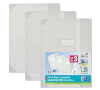 OXFORD Lot 3 Protège-Cahiers Strong Line 24x32cm PVC Translucide 15/100ème Incolore