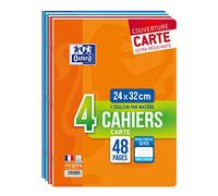 OXFORD Lot 4 Cahiers 24x32 cm Grands Carreaux Seyès 48 Pages 90gr Couverture 4 Couleurs Différentes
