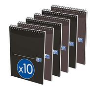 OXFORD Lot de 10 Bloc-Notes Essentials A5+ Petits Carreaux Margés 100 Pages Reliure Spirale Couverture Carte Coloris Assortis