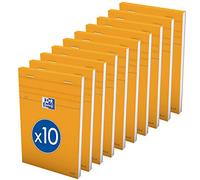 OXFORD Lot de 10 Bloc-Notes Orange 11x17cm Petits Carreaux 5mm 80 Feuilles Agrafées Couverture Carte Enduite Orange