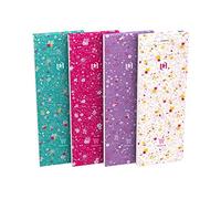 OXFORD Lot de 10 Bloc-Notes Shopping Flowers 7,4x21cm 160 Pages Lignées 6mm Agrafées Couverture Carte Coloris Assortis