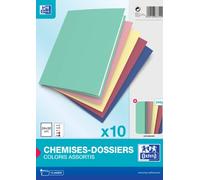 OXFORD Lot De 10 Chemises 24x32cm Couverture De Carte 240g Couleurs Assorties