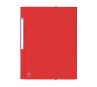 OXFORD Lot de 10 Chemises 3 Rabats Eurofolio+ A4 avec Elastique Couverture Carte Rouge