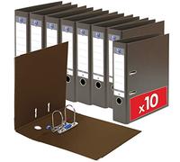 OXFORD Lot de 10 Classeurs à Levier Smart Pro+ A4XL Dos 80mm 2 Anneaux Couverture Polypro Rembordée Marron