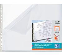 OXFORD Lot de 10 pochettes perforées A3 format portrait pliées en A4 PVC lisse Épaisseur 9/100e incolore