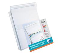 Oxford lot de 10 Pochettes perforées capacité extensible avec Rabat de Protection 11 Trous PVC Lisse A4 Incolore