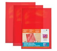 OXFORD Lot de 100 Pochettes-Coin Haute Résistance A4 PVC Lisse Epaisseur 15/100ème Rouge