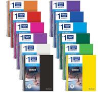 Oxford Lot de 12 cahiers à spirales lignés 21,6 x 27,9 cm Couleurs assorties - 1 sujet - Papier ligné - Couverture en plastique durable - 100 feuilles avec pochette intercalaire