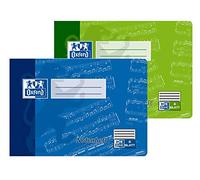 Oxford Lot de 15 cahiers de partitions Format A5 Paysage Line Style 14 Bleu et Vert