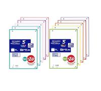 Oxford, Lot de 2 feuilles quadrillées perforées A4, 240 feuilles, quadrillage 5 x 5, bandes de couleurs pastel et vives