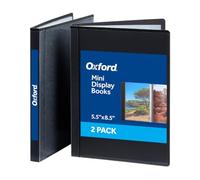 Oxford Lot de 2 petits classeurs de présentation, noir, 24 pochettes, 48 pages d'affichage, 14 x 21,6 cm, mini livre de présentation avec pochettes en plastique, album photo et livre de souvenirs pour