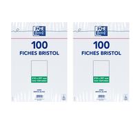 Oxford Lot De 2 Sachets De 100 Fiches Bristol Non Perforées 21x29,7 Cm Uni Blanc