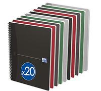 OXFORD Lot de 20 Cahiers Office Essentials A4 Petits Carreaux 5mm 180 Pages Reliure Intégrale Couverture Carte Coloris Assortis
