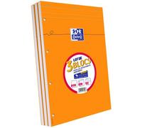 Oxford Lot de 3 Bloc-Notes agrafés A4+ (21 x 31,5 cm) 160 p. petits carreaux 5x5 mm, perforés orange