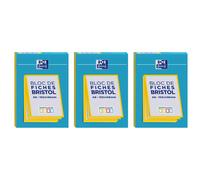 Oxford Lot De 3 Blocs De 30 Fiches Bristol 105x148 Non Perforées Q5/5 Jaune