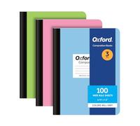Oxford Lot de 3 carnets de composition, 24,5 x 19,5 cm, papier ligné large, couvertures de couleur pastel, 100 feuilles par livre, lot de 3 (1002519)