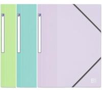 OXFORD Lot de 3 Chemise 3 Rabats School Life A4 avec Elastique Couverture Polypro Coloris Pastels