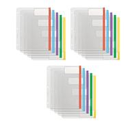 Oxford Lot de 3 intercalaires en plastique, poche complète sur le dessus et sur le côté, onglets extra larges intégrés, couleurs assorties, 5 onglets (89651)
